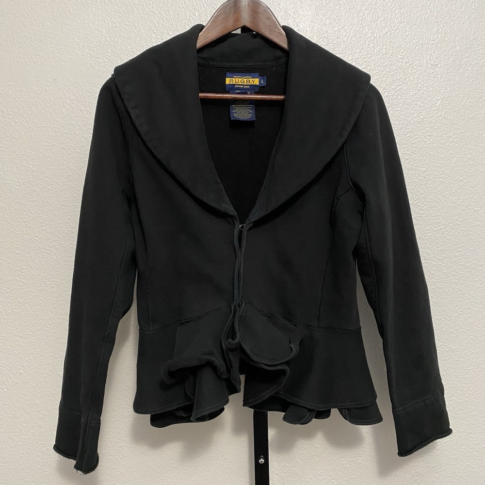 Rare Vtg Ralph Lauren‎ Rugby Women's Knit Shawl Neck Jacket L Heritage Old Money